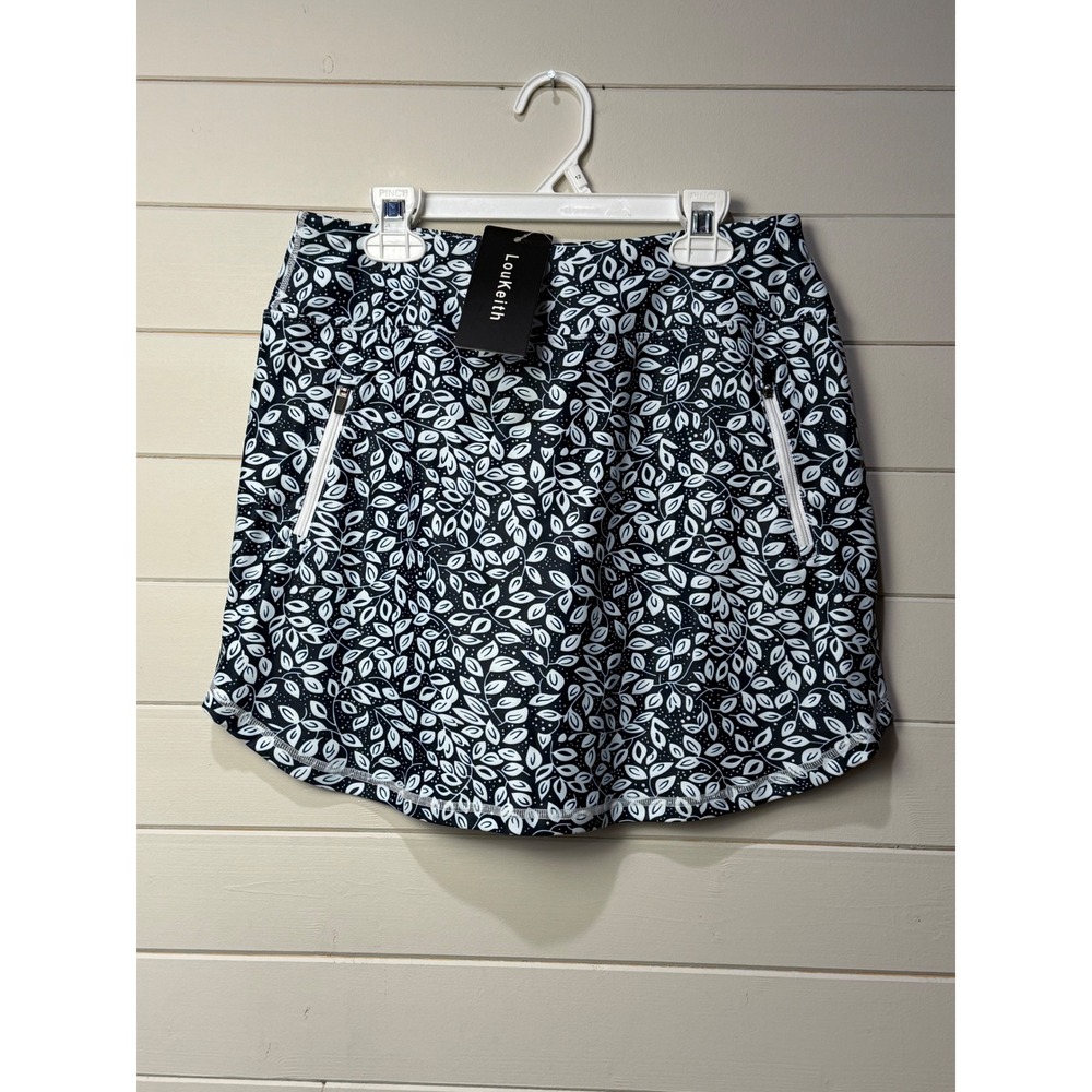 LouKeith Women's Athletic Skort Leaf Print Zip‎ Pockets Activewear Size M New